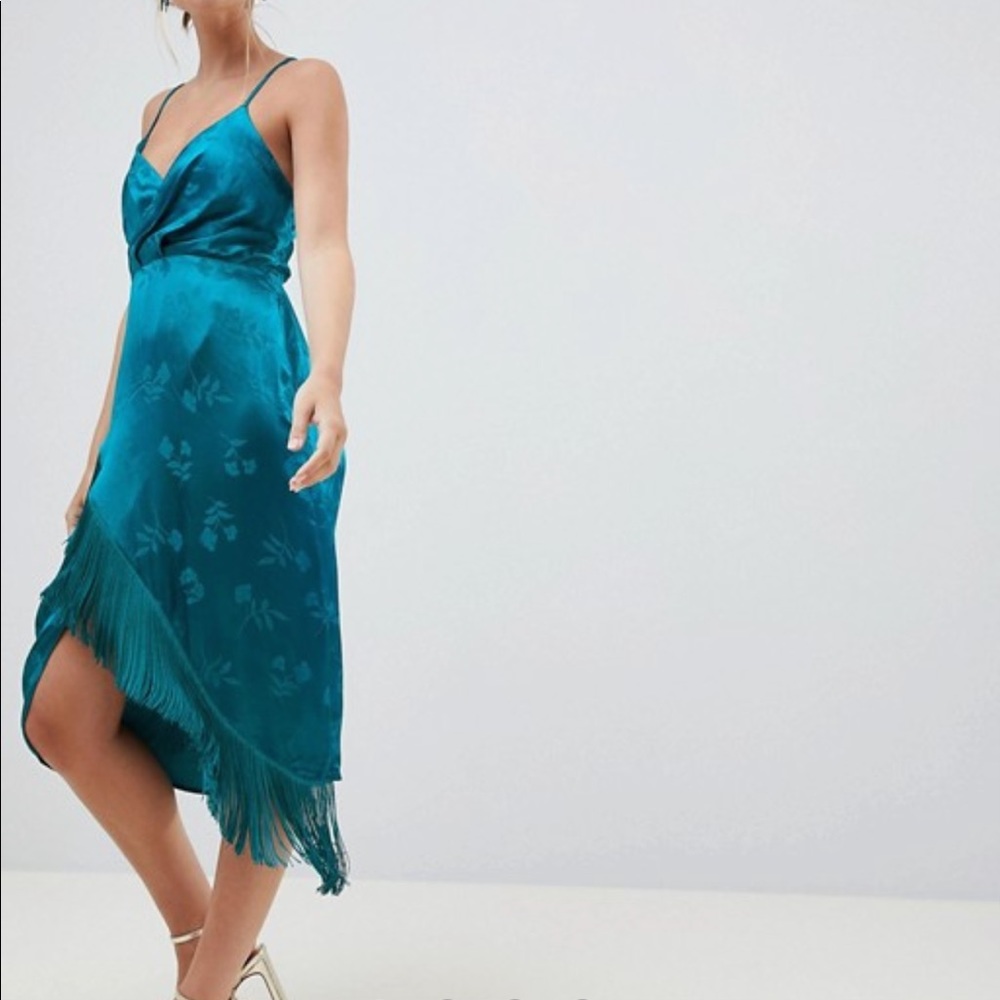 fringe satin dress